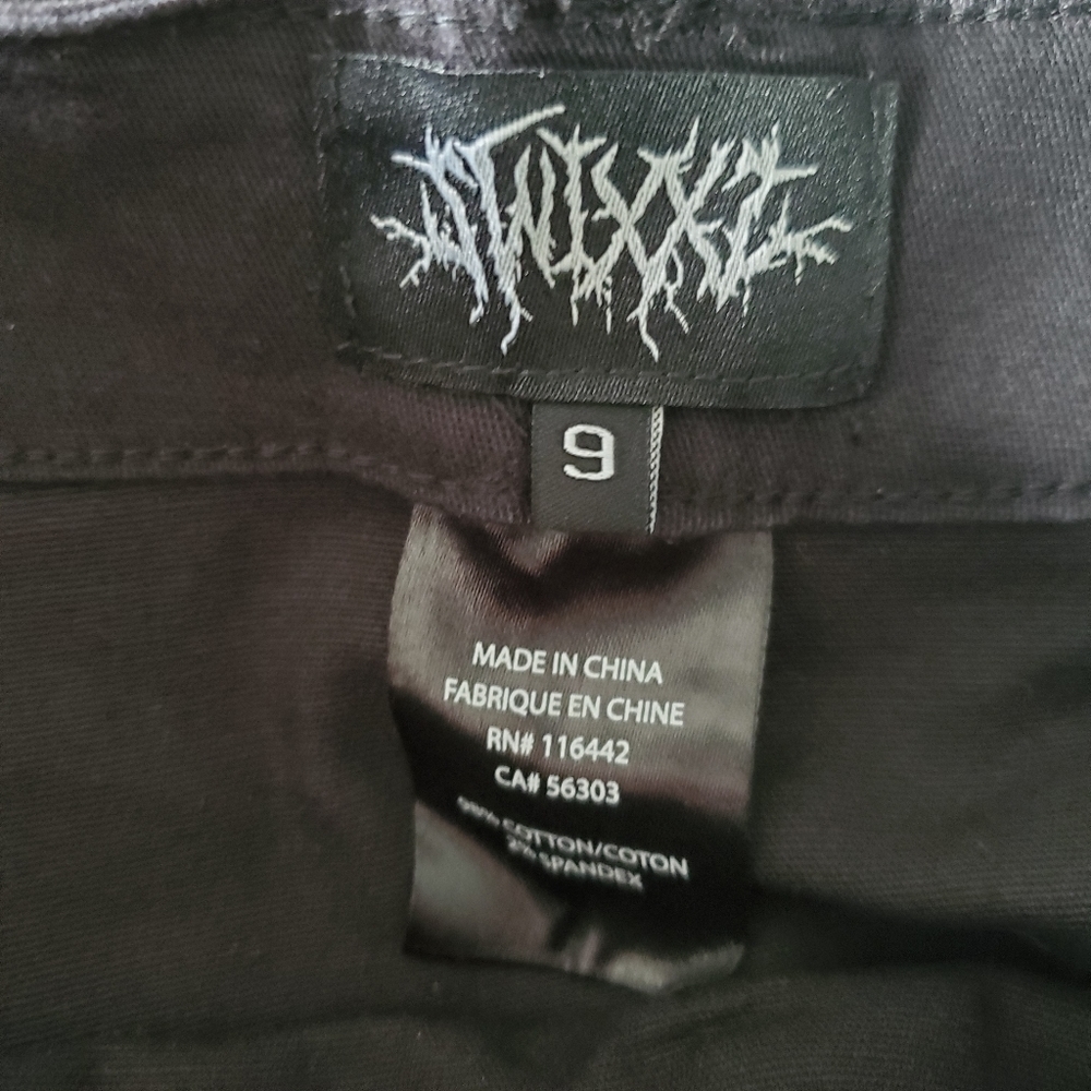 SWIXXZ Rustic Metal Black Cargo Skirt Graphic Print Chain Button Choose Size - Picture 11 of 12